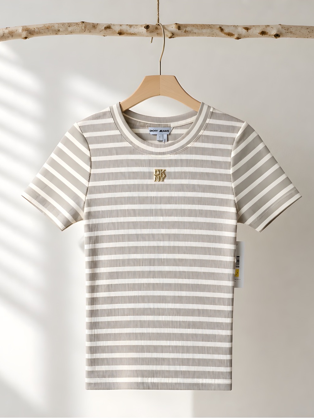 DKNY Jeans  Crewneck Striped Short Sleeve Tee